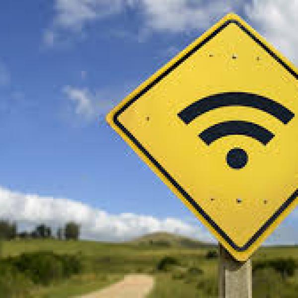 A wi-fi sign in an open rural field