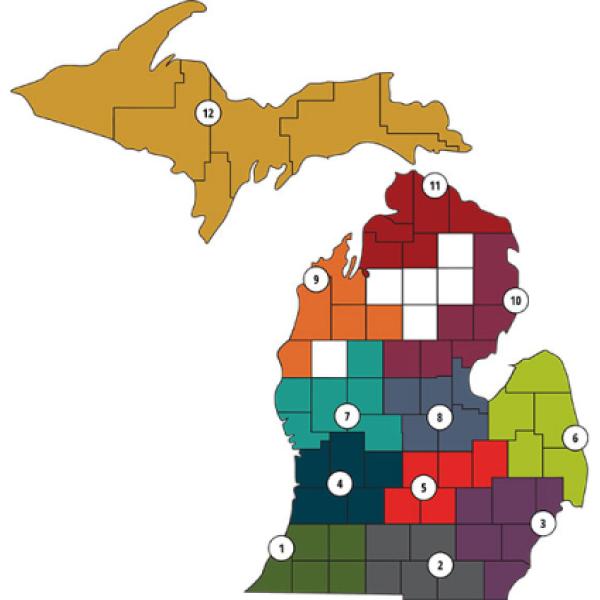 map showing areas of Michigan 